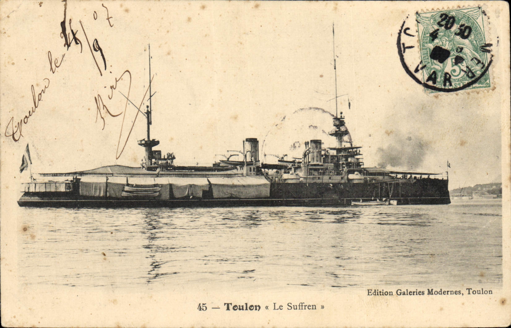 CPA Bateau de Guerre Toulon Le Suffren 