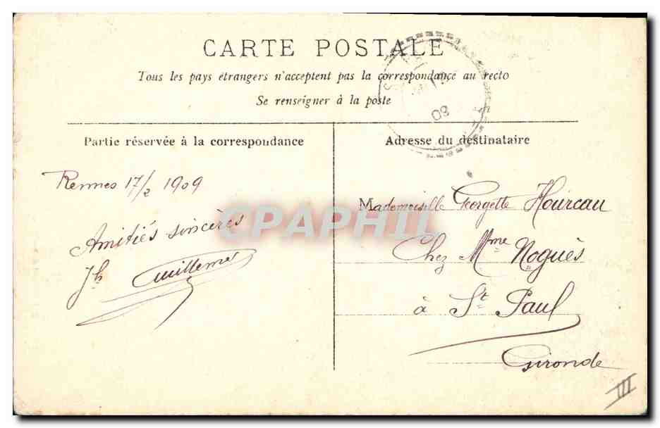 CPA Folklore Costumes du Finistere Entre Morlaix et Quimper  — Verso