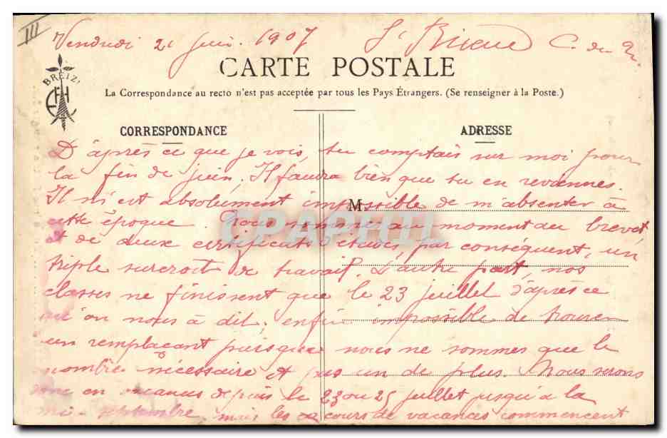 CPA Folklore Bretagne Vous me faites rougir  — Verso