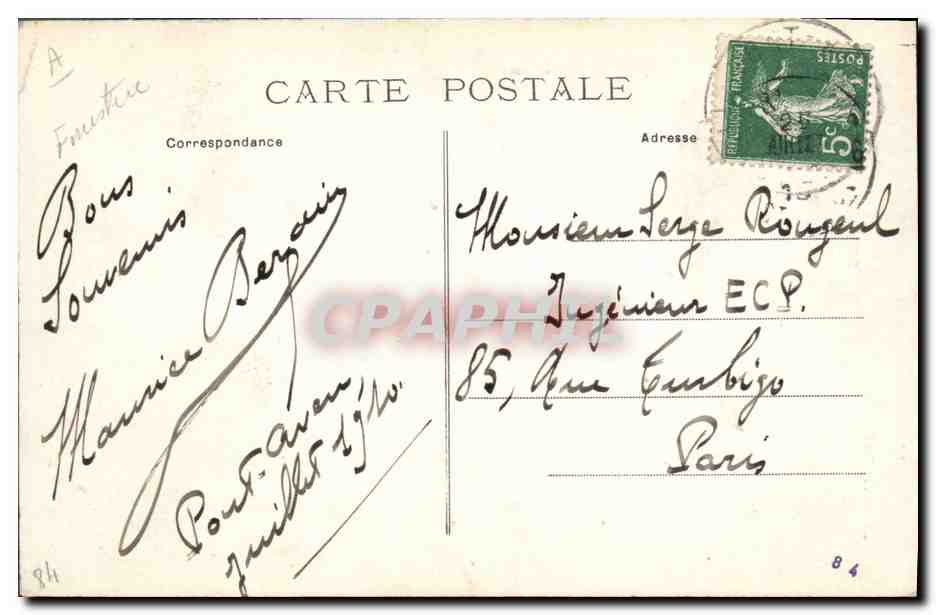 CPA Folklore Costume de Pont Aven  — Verso