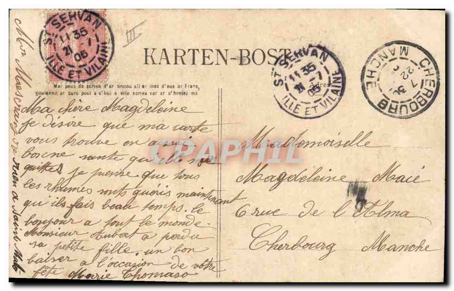 CPA Folklore Bretagne Enfant  — Verso