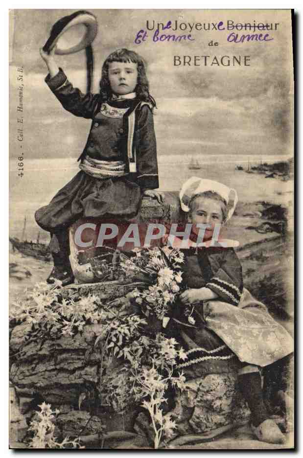 CPA Folklore Bretagne Enfants 