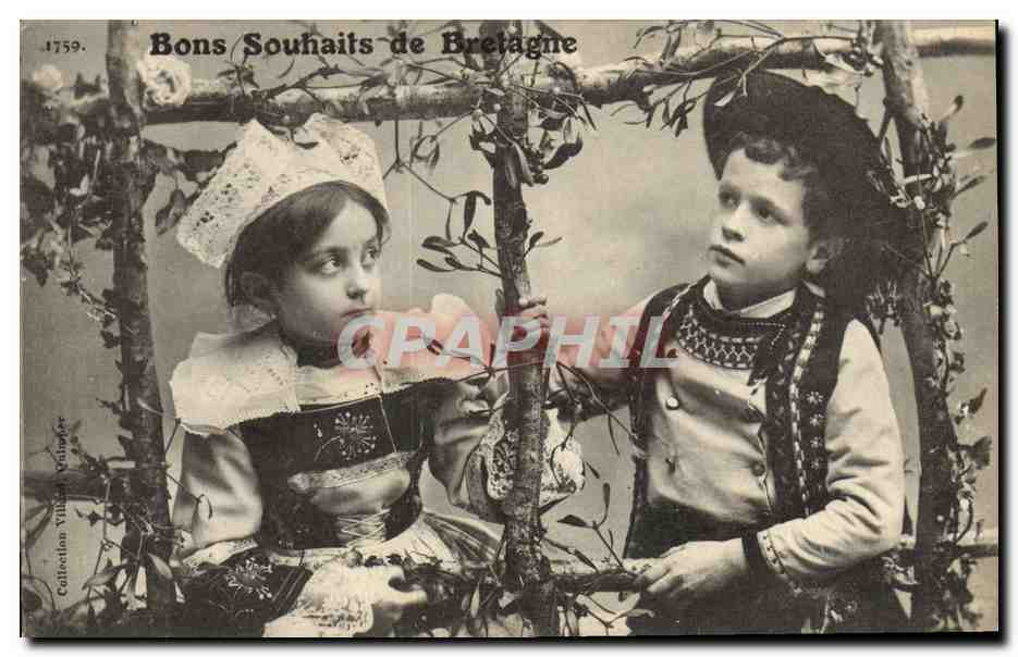 CPA Folklore Bretagne Enfants 