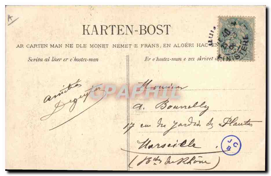 CPA Folklore Fermiere de Pont Aven  — Verso