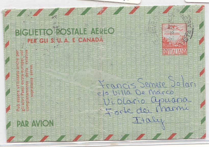 Italie Italy ITalia Aerogramme 1955 Aerogram used in 1955 stationary RAre