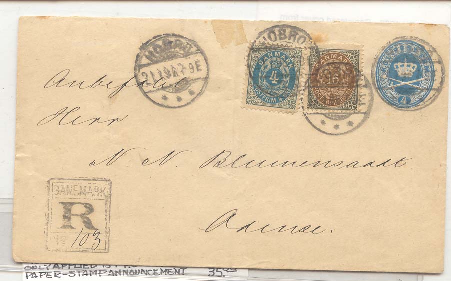 Denmark 1925 Christmas seal tied to 10 ore stamps Scarce (lettre danemark)