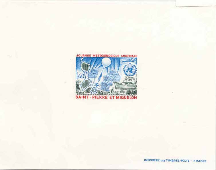 Saint Pierre & Miquelon Epreuve de luxe Meteorologie (Ceres 433) 1974 SUP ** (meteorology space proof)