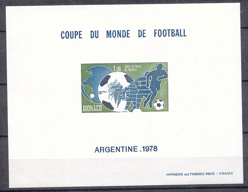 Monaco Bloc gomme Coupe du Monde Football Soccer 1978 SUP