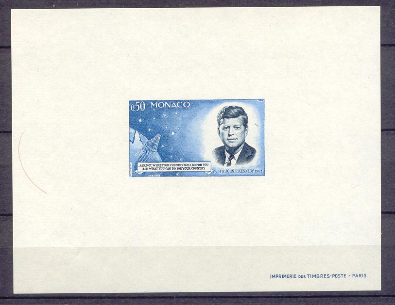 Monaco Bloc gomme John Fitzgerald Kennedy SUP (politique president politics Etats Unis USA)