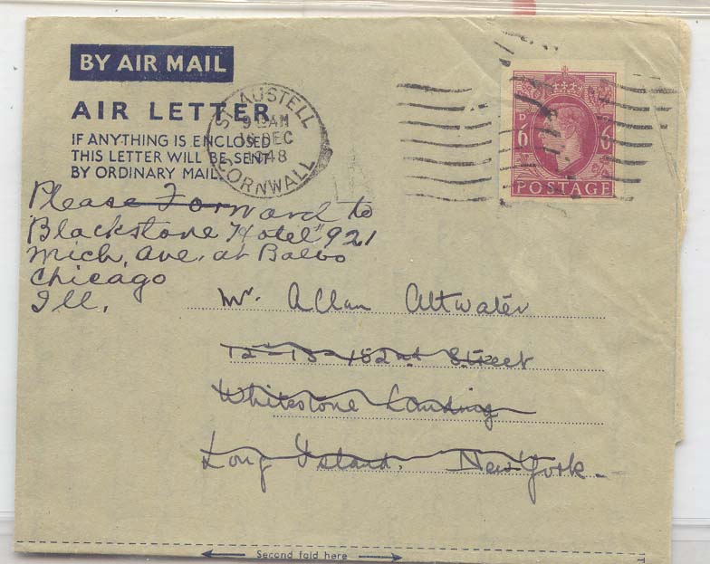 Great Britain Aerogram n°5 ST Austell 1948