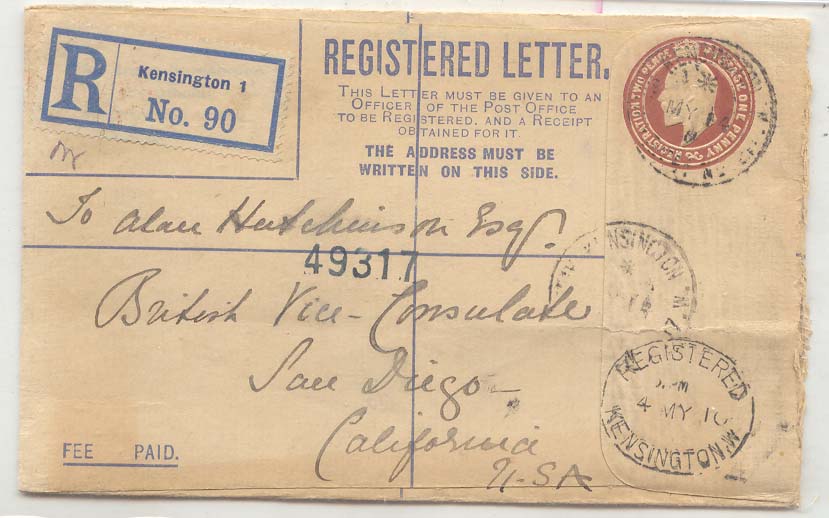 Great Britain Stationary 1910 to US