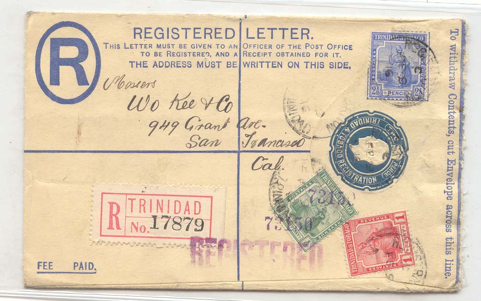 Trinidad & Tobago 1916 registered stationary