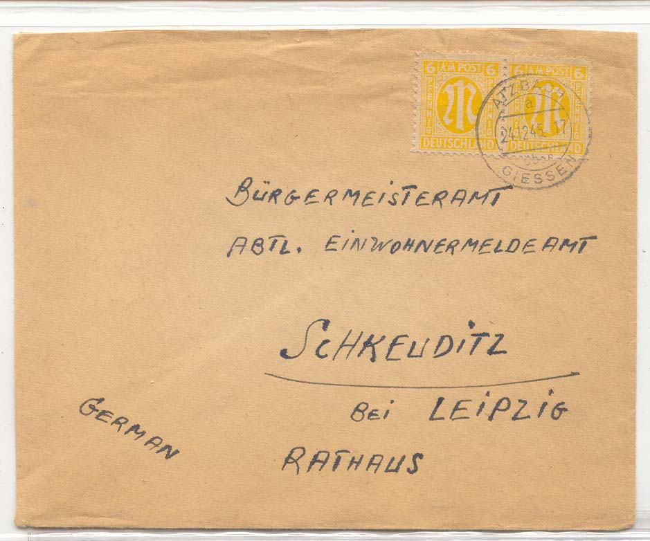 Germany Allied occupation Gemany Greyish paper p 11 Michel #20 Scarce Atzbach 24 12 45