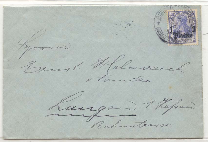 German offices in Turkey 1907 Constantinople to Langen (Turquie)