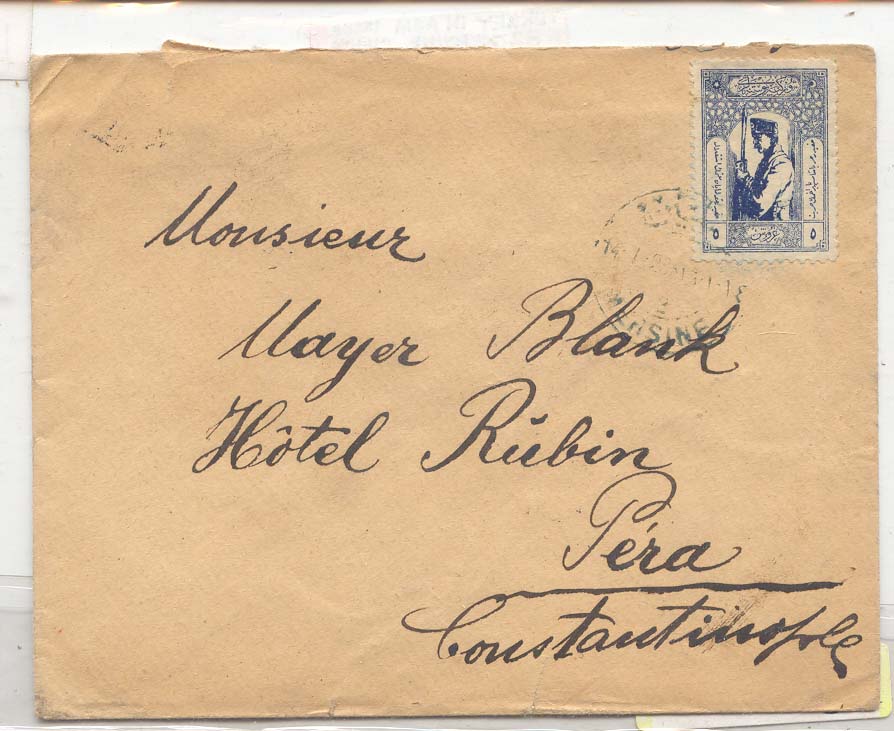 Turkey in Asia issue #82 Mersine Cilicia 14 1 23 Scarce (Turquie lettre cover)