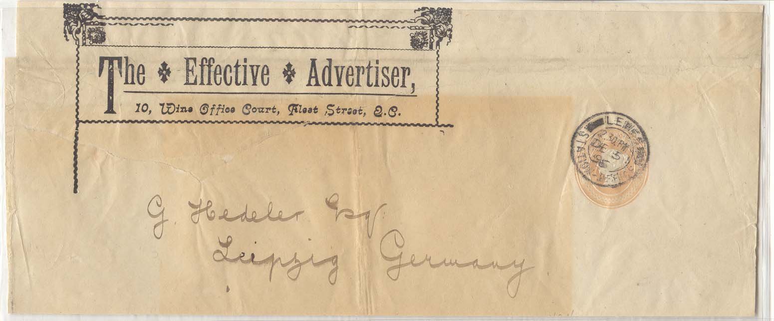 GB 1896 PTPO news paper wrapper opened + repaired unlisted in H&G (stationary entier postal)