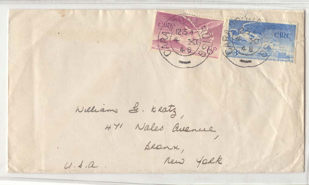 Ireland 1948 air mail on cover (lettre cover irlande)
