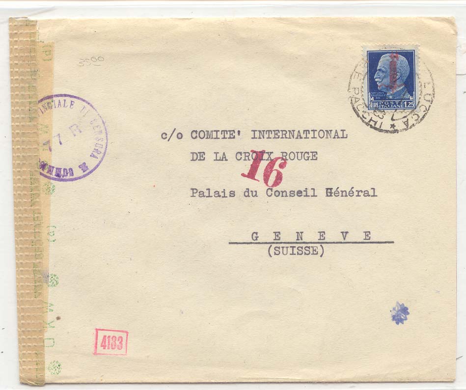 Italia Italy RSI 1943 unusal censor markings (censor lettre cover)