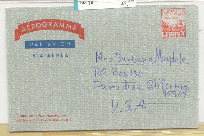 Italia Italy AlS 4a red + blue on grey aerogram scarce aerogramme (stationary entier postal cover)