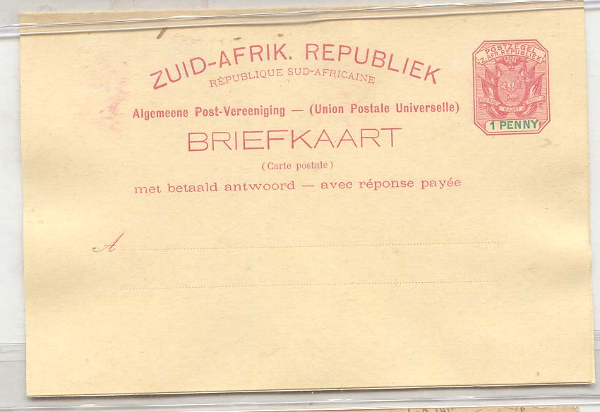 Sout Africa Transvaal #6 (entier postal stationary afrique du sud)