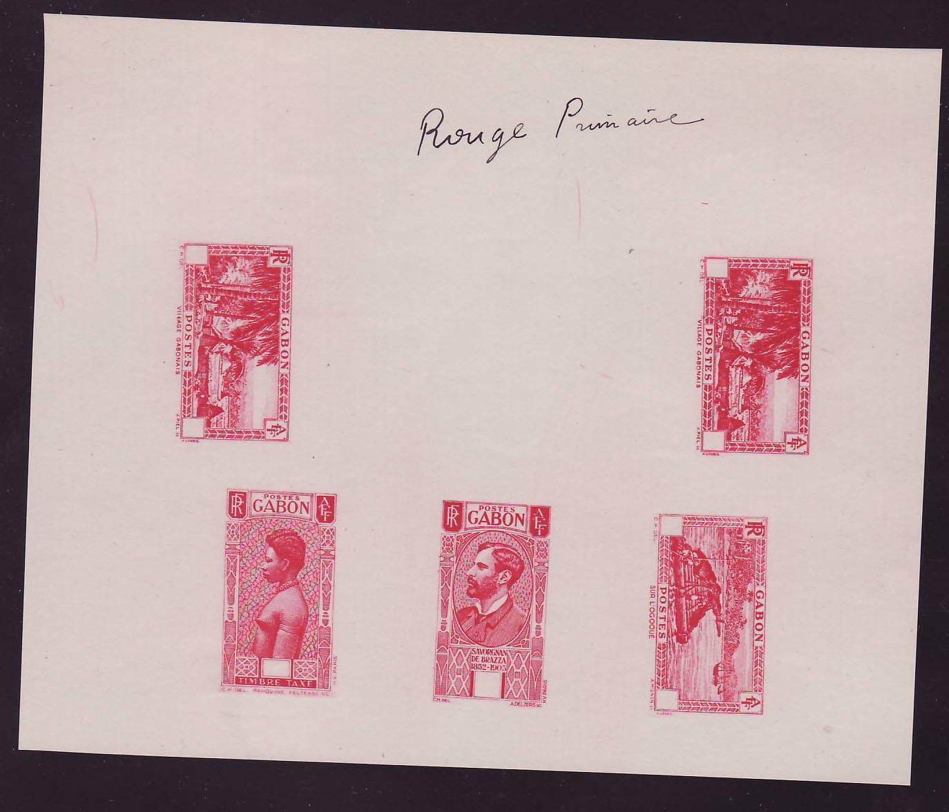 Gabon 1932 Essai Rouge Primaire  Ogoue Brazza