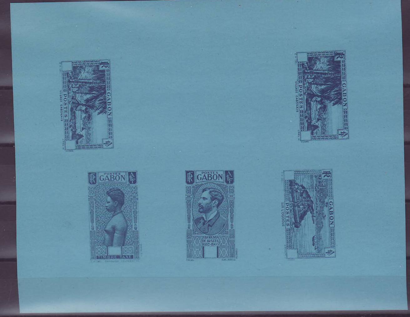Gabon 1932 Essai  Bleu Vert Ogoue Brazza