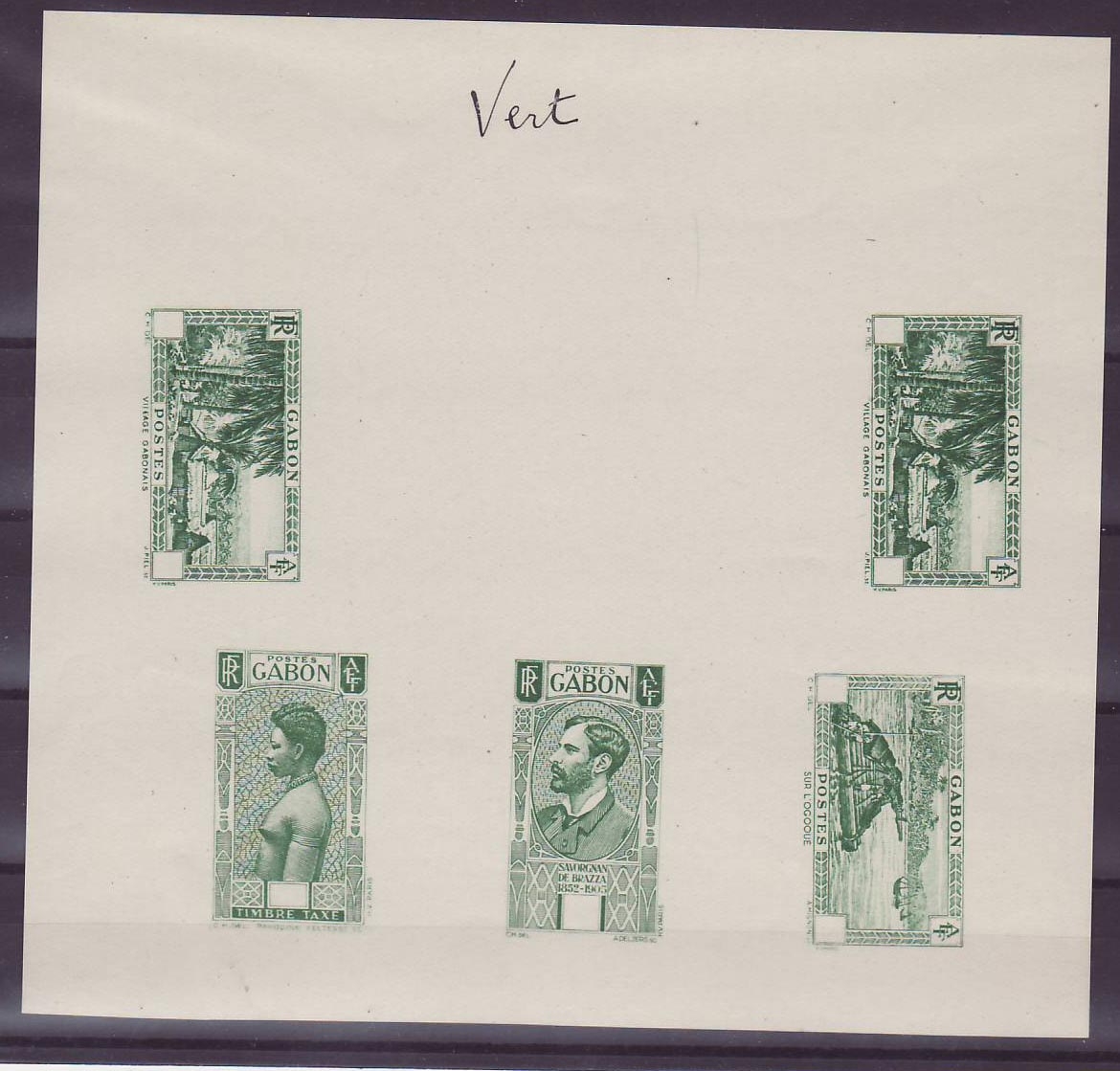 Gabon 1932 Essai  Vert  Ogoue Brazza