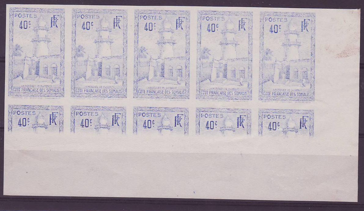 Cote des Somalis 40c bloc de 10 non dentelé impression partielle