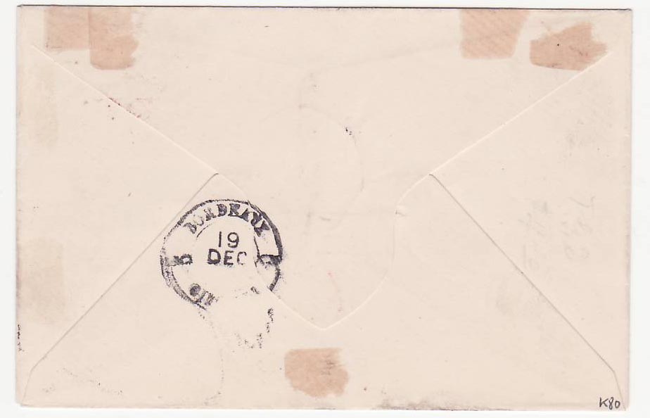 Lettre Gabon n°11 1892 pour Bordeaux Rare — Rückseite