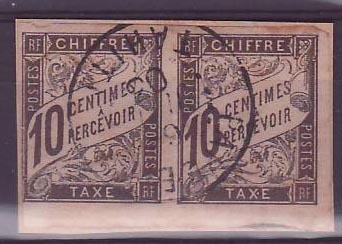 Timbre Taxe Colonies Colonies Generales 10c Tahiti Paire Papeete Paire