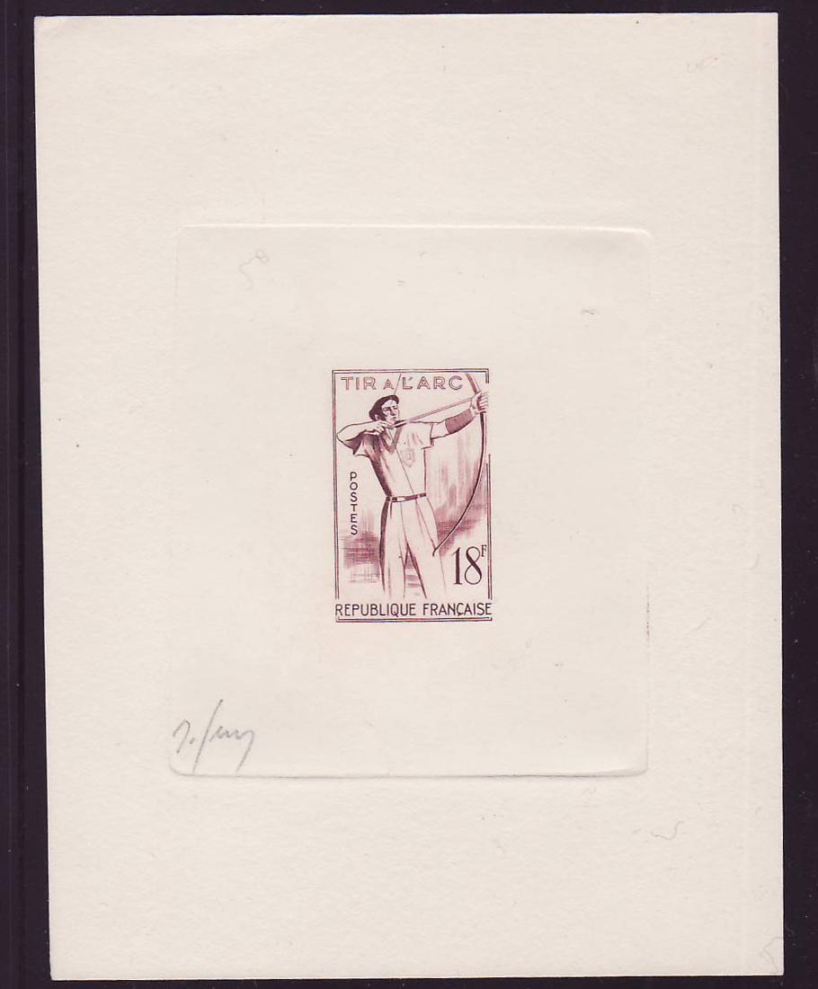 Epreuve d'Artiste France Tir a L'arc 1958 Luxe
