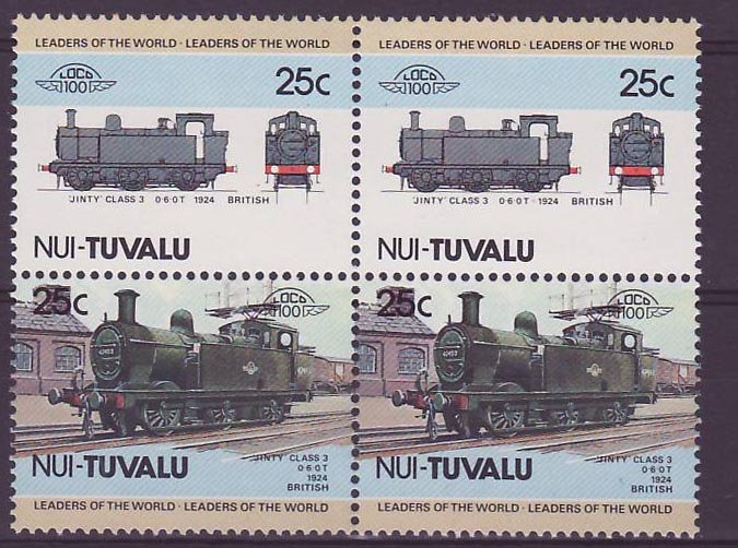 Nui Tuvalu 25c Train Jinty Class 3 0-6-0 T 1924 ** Luxe Bloc de 4