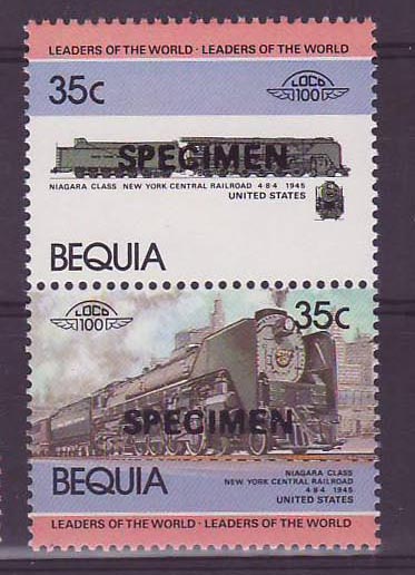 Bequia 35c Train Niagara Class New York Centra Railroad ** Luxe Surcharge Specimen