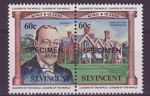 St Vincent 60c George V Sandrigham Surcharge SPECIMEN ** Luxe