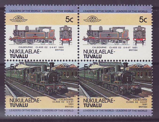 Nukulaelae Tuvalu 5c Train Calbourne 0-4-4 T 1891 ** Luxe Bloc de 4