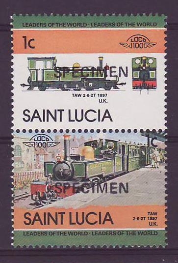 Saint Lucia 1c Train TAW 2-6-2T 1897 UK Surcharge SPECIMEN ** Luxe