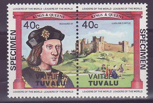 Vaitupi Tuvalu 40c Richard III Ludlow Castle ** Luxe Surcharge SPECIMEN 