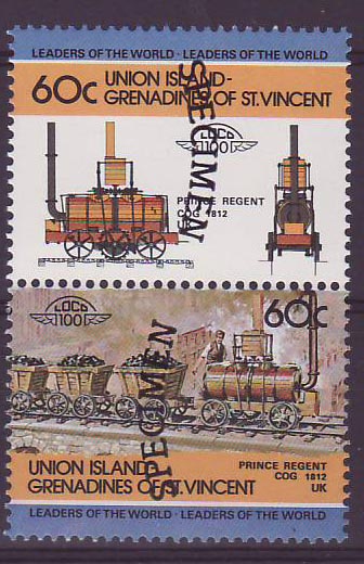 Grenadines of St Vincent 60c Train Prince Regent 1812 ** Luxe Surcharge SPECIMEN