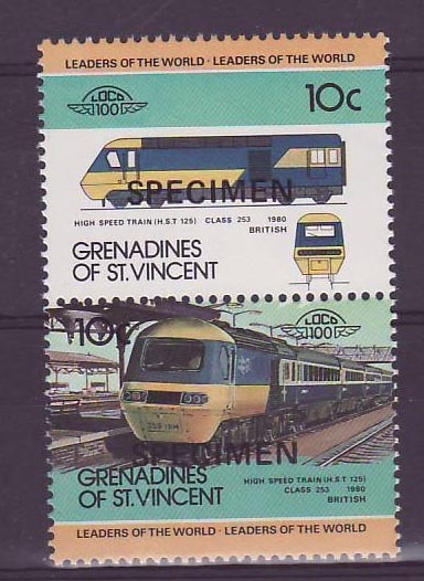 Grenadines of St Vincent 10c Train High Speed Train 1980 ** Luxe surcharge SPECIMEN
