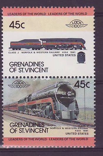 Grenadines of St Vincent 45c Train Class J Norfolk & Western Railway ** Luxe