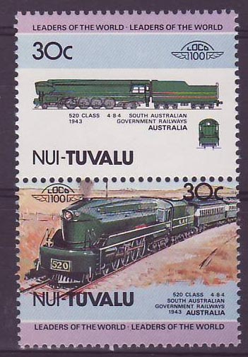 Nui Tuvalu 30c Train 520 Class Australia 1943 ** Luxe 