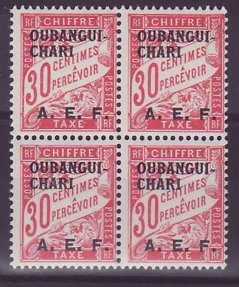 Oubangui-Chari Timbre Taxe ** 30c Bloc de 4