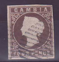 Gambie Gambia 4p Cameo oblitéré FAUX Forgery