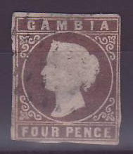 Gambie Gambia 4p Cameo oblitéré FAUX Forgery