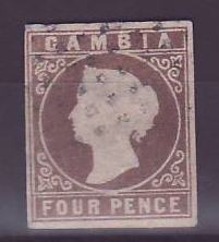 Gambie Gambia 4p Cameo oblitéré FAUX Forgery