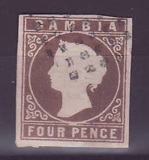 Gambie Gambia 4p Cameo oblitéré FAUX Forgery