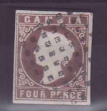 Gambie Gambia 4p Cameo oblitéré FAUX Forgery