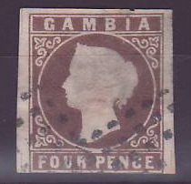 Gambie Gambia 4p Cameo oblitéré FAUX Forgery