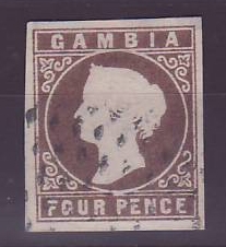 Gambie Gambia 4p Cameo oblitéré FAUX Forgery