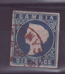 Gambie Gambia 6p Cameo oblitéré FAUX Forgery